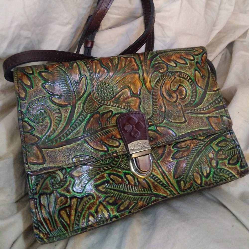 PATRICIA NASH Laurentina  Tooled Leather Crossbody Bag